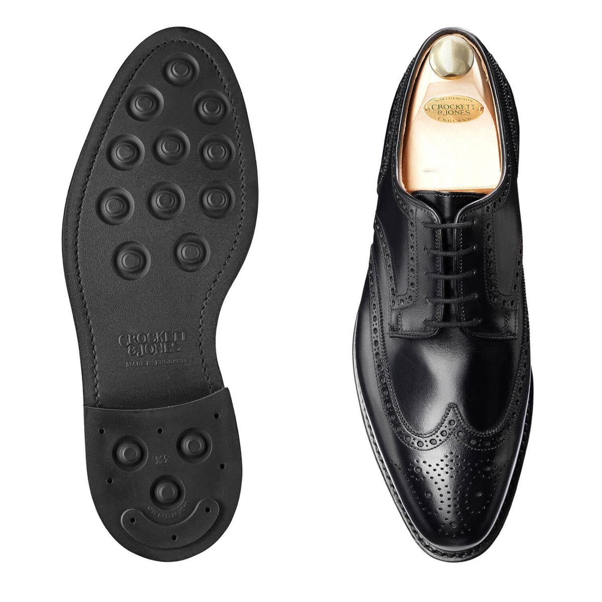 靴 Crockett & Jones Swansea 7E Crockett and Jones Swansea Size 7 1/2 E Wing Tip In Black