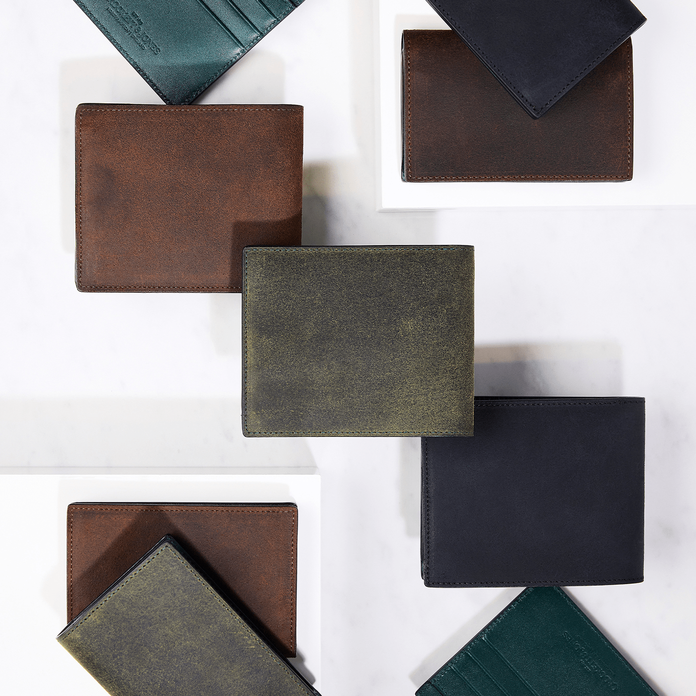 Folded Card Case Green Rough-Out Suede